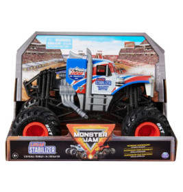 Monster Jam Truck Lucas Stabilizer in Verpackung mit Stadion-Hintergrund und Monster Jam Logo.