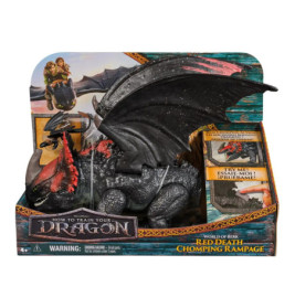 How to Train Your Dragon Red Death Rampage-Spielzeug in Originalverpackung mit Warnhinweis.