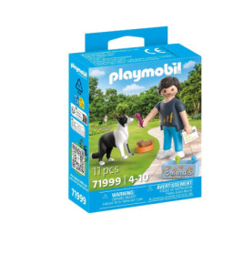 Playmobil-Set 71999: Person mit Hund, Knochen und Napf im Park. Von 4 bis 10 Jahren empfohlen.