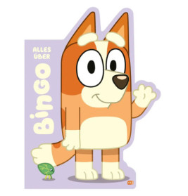 Bingo, der Cartoon-Hund, steht augenzwinkernd mit dem Schriftzug Alles über Bingo, daneben ein kleiner grüner Käfer.