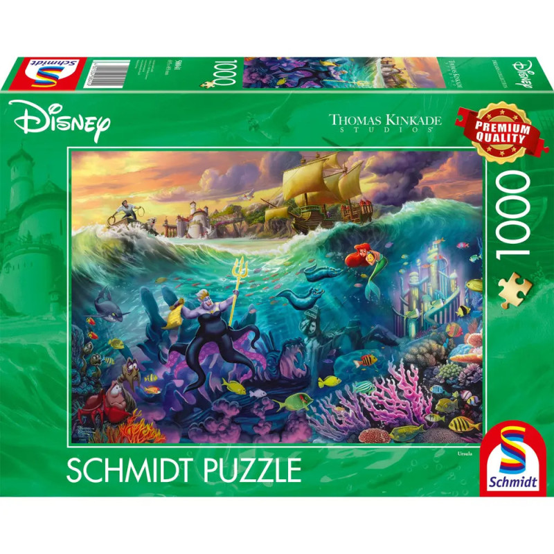 Disney Schmidt Puzzle (1000 Teile) mit Ursula und Arielle in einer Unterwasser-Szene aus Arielle.