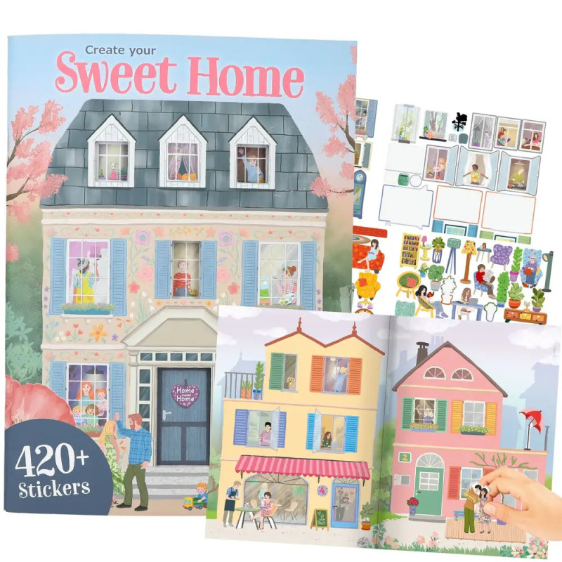 Stickerbuch Create your Sweet Home mit über 420 Stickern und illustrierten Wohnszenen.