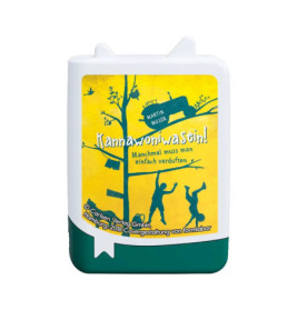 Gelbes und grünes Buchcover mit Bäumen und Menschen: Kannawoniwasein! von Martin Muser.