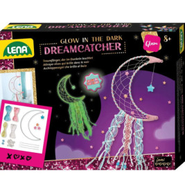 LENA Glow in the Dark Traumfänger-Set mit Mond- und Sternmotiv, geeignet ab 8 Jahren.