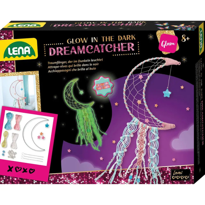 LENA Glow in the Dark Traumfänger-Set mit Mond- und Sternmotiv, geeignet ab 8 Jahren. LENA Glow in the Dark Traumfänger-Set mit Mond- und Sternmotiv, geeignet ab 8 Jahren.