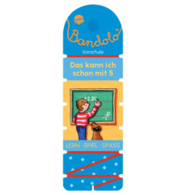 Kind und Hund betrachten eine Tafel mit Zahlen, darauf steht: Das kann ich schon mit 5.