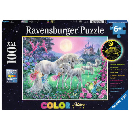 Ravenburger 13670 Puzzle Einhörner im Mondschein 100/200 Teile XXL
