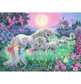 Ravenburger 13670 Puzzle Einhörner im Mondschein 100/200 Teile XXL