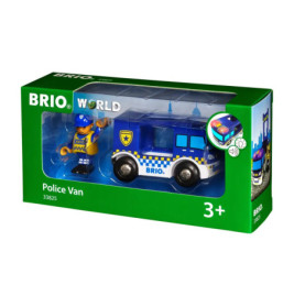 BRIO World Polizei-Van Spielset in grüner Verpackung mit Van und Figur, geeignet für Kinder ab 3 Jahren.