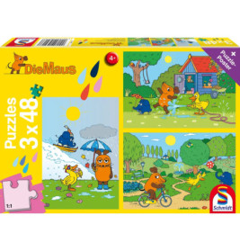 Schmidt Spiele Kinderpuzzle Viel Spaß mit der Maus, 3x48 Teile
