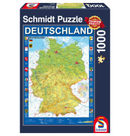 Puzzlebox mit Deutschlandkarte, Wappen der Bundesländer und dem Aufdruck Deutschland sowie 1000 Teile.