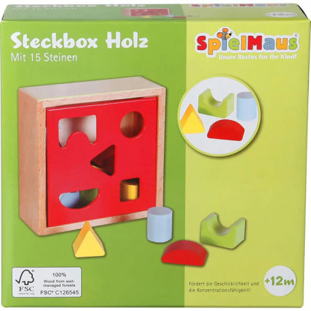 SpielMaus Holz Steckbox 15 Steine