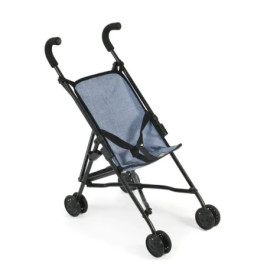 Leichter, blau-schwarzer Buggy mit vier Doppelrädern und Schaumgriffen, abgebildet ohne Inhalt.