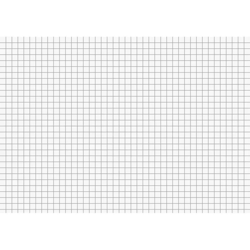 Weiße Millimeterpapierfläche mit gleichmäßig verteilten, feinen grauen Linien und kleinen Quadraten.