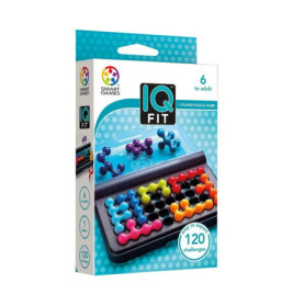 IQ Fit Spielbox mit bunten Teilen und dem Hinweis 120 Herausforderungen auf der Vorderseite.