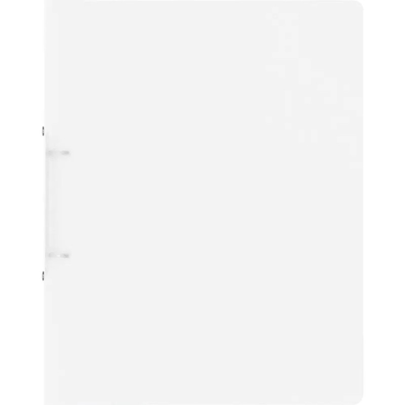 Weißer Dreiringordner mit sichtbaren Metallringen links, vor weißem Hintergrund.