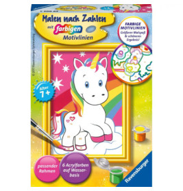 Malset für Kinder mit süßem Einhorn und Regenbogen-Hintergrund auf der Verpackung.