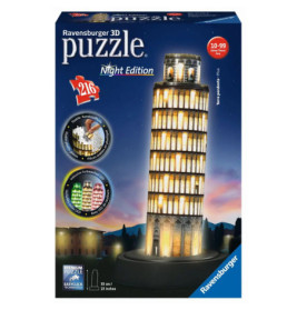 Ravensburger 125159 Puzzle: 3D Pisaturm bei Nacht 216 Teile