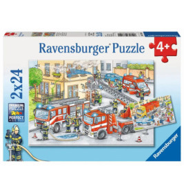 Ravensburger 078141Puzzle Polizei & Feuerwehr 2x24 Teile