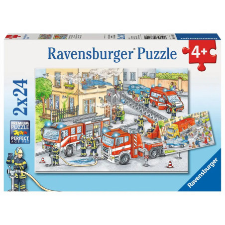 Ravensburger 078141Puzzle Polizei & Feuerwehr 2x24 Teile