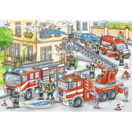 Ravensburger 078141Puzzle Polizei & Feuerwehr 2x24 Teile