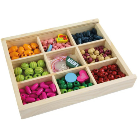 LENA® Holzperlen Holzkassette, mittel