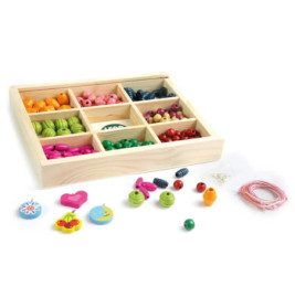 LENA® Holzperlen Holzkassette, mittel