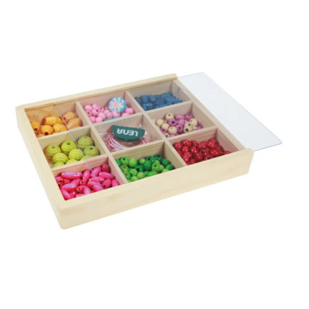 LENA® Holzperlen Holzkassette, mittel