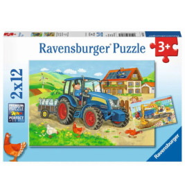 Ravenburger 7616 Puzzle Baustelle und Bauernhof 2 X 12 Teile