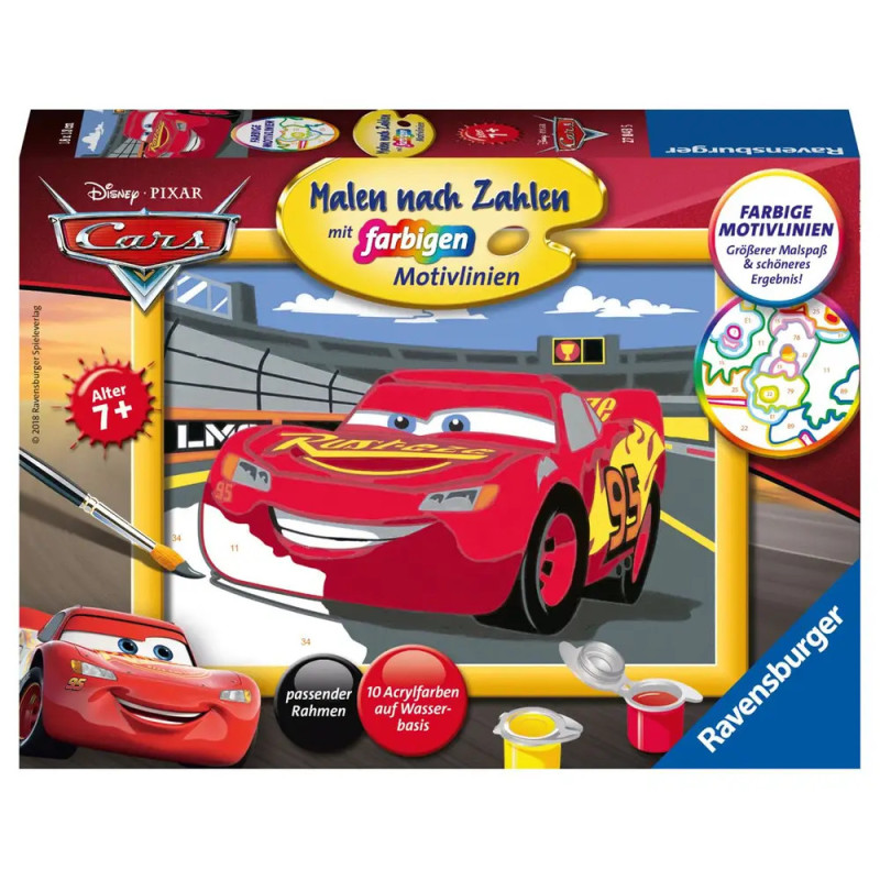 Disney Cars Malset mit Lightning McQueen auf der Verpackung, inklusive Farben und Pinsel. Disney Cars Malset mit Lightning McQueen auf der Verpackung, inklusive Farben und Pinsel.