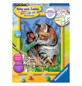 Ravenburger 28651 Malen nach Zahlen Katze mit Schmetterling Malen nach Zahlen Serie D