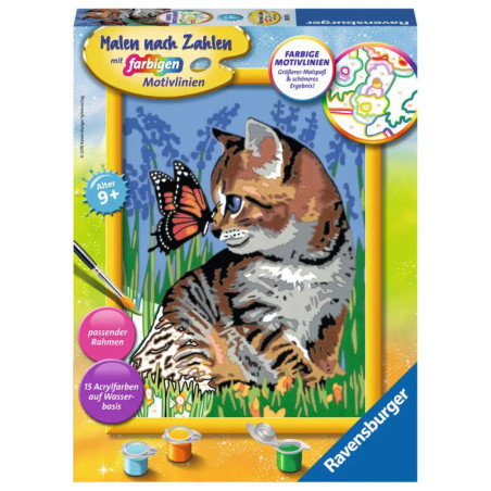 Ravenburger 28651 Malen nach Zahlen Katze mit Schmetterling Malen nach Zahlen Serie D