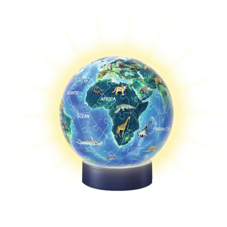 Ravensburger 118441 Puzzleball 3D Erde Nachtdesign, Nachtlicht 72 Teile