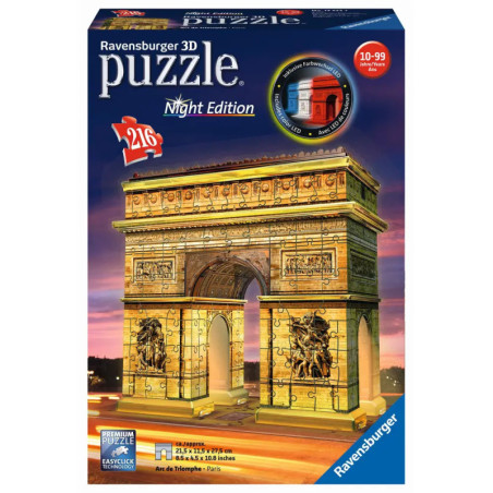 Ravensburger 125227 Puzzle 3D Triumphbogen bei Nacht 216 Teile
