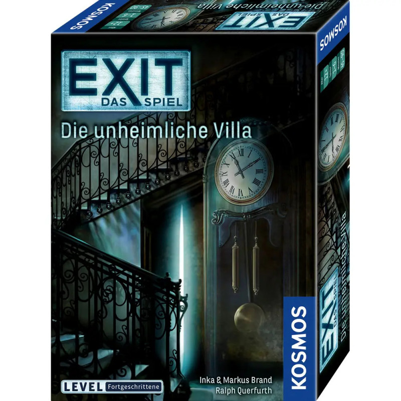 EXIT Das Spiel: Die unheimliche Villa - Brettspielbox mit Uhr und unheimlicher Treppe. EXIT Das Spiel: Die unheimliche Villa - Brettspielbox mit Uhr und unheimlicher Treppe.