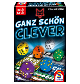 Ganz schön clevere Spielbox mit bunten Würfeln und Schmidt-Logo unten rechts.