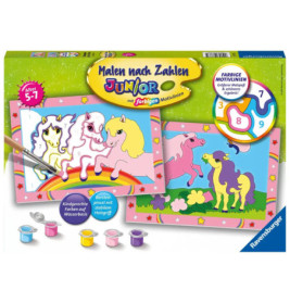 Malset für Kinder ab 5 Jahren: Einhorn-Motiv, Farbtöpfe und Pinsel im Set.