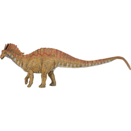 Braune Dinosaurierfigur mit langem Hals und kurzen, aufgerichteten Rücken- und Schwanzstacheln.