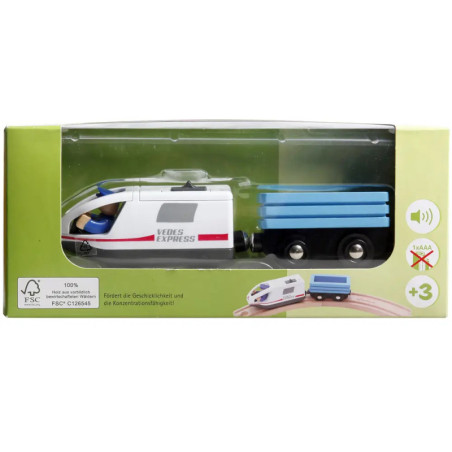 Spielmaus Holz Schnellzug mit Wagon Spielmaus Holz Schnellzug mit Wagon