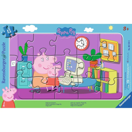Ravensburger 6123 Puzzle Peppa am Computer 15 Teile