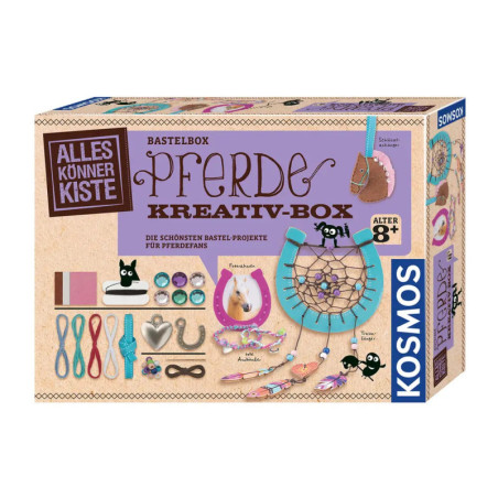 Pferde Kreativ-Box: Bastelset mit Pferde-Motiv und verschiedenen Materialien für Kinder ab 8 Jahren.