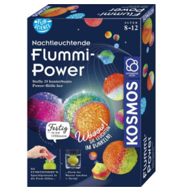 Bunte Experimentierbox von Kosmos zum Herstellen von 20 leuchtenden Hüpfbällen für Kinder von 8-12 Jahren.