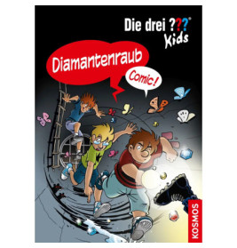 Drei Kinder laufen mit Taschenlampe durch einen Tunnel und jagen Diamanten und Schmetterlinge.