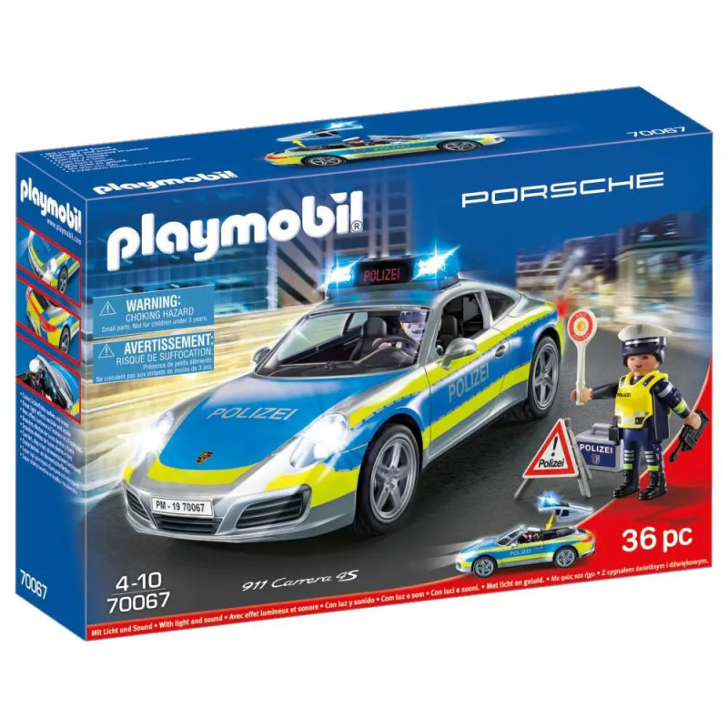 Playmobil Porsche Polizeiauto-Set mit Figur und Zubehör, für Kinder von 4-10 Jahren.