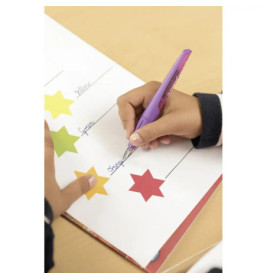 Schulfüller mit Standard-Feder M - STABILO EASYbuddy in koralle/rot - Schreibfarbe blau (löschbar) - Einzelstift - ink