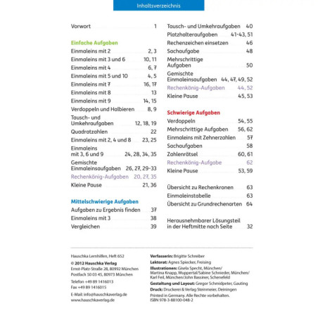 Einmaleins Mathematik 2./3. Klasse. Ab 7 Jahre., sortiert