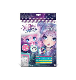 Nebulous Stars Skizzenbuch-Set mit Fantasie-Illustrationen, Buntstiften, Stickern und Schablonen.