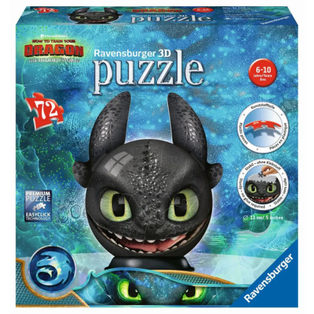 Ravensburger 3D-Puzzlebox mit Toothless aus Drachenzähmen leicht gemacht: Die geheime Welt.