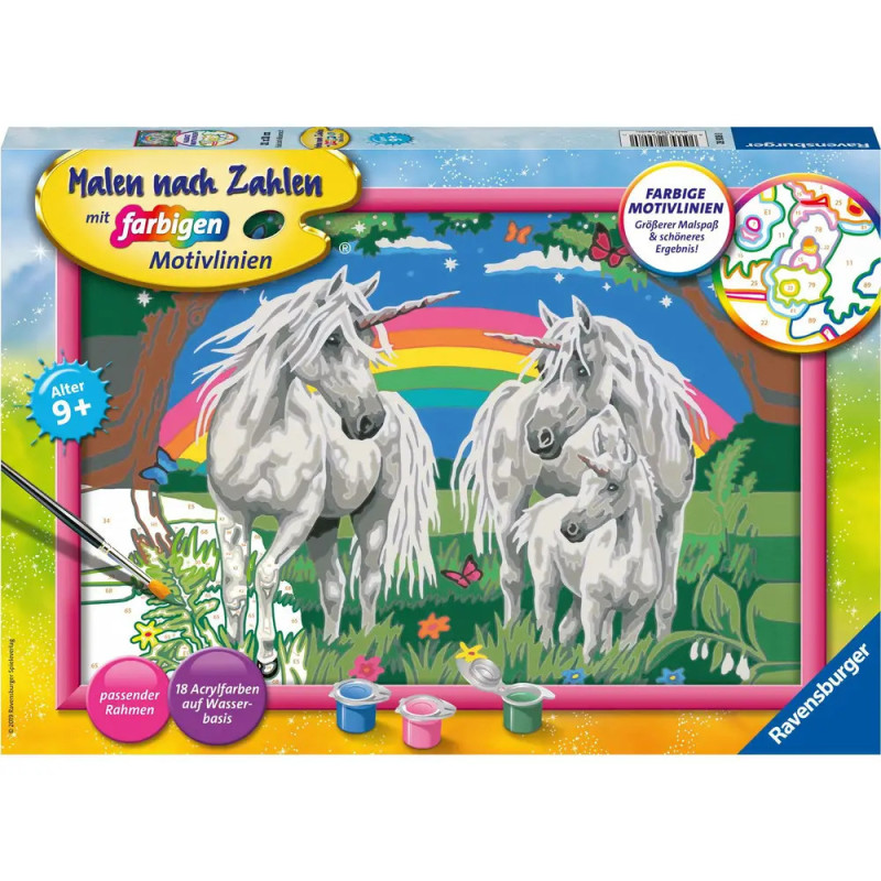 Malset mit Einhörnern, Regenbogen und Farbtöpfen Aufschrift auf Deutsch ab 9 Jahren geeignet. Malset mit Einhörnern, Regenbogen und Farbtöpfen Aufschrift auf Deutsch ab 9 Jahren geeignet.